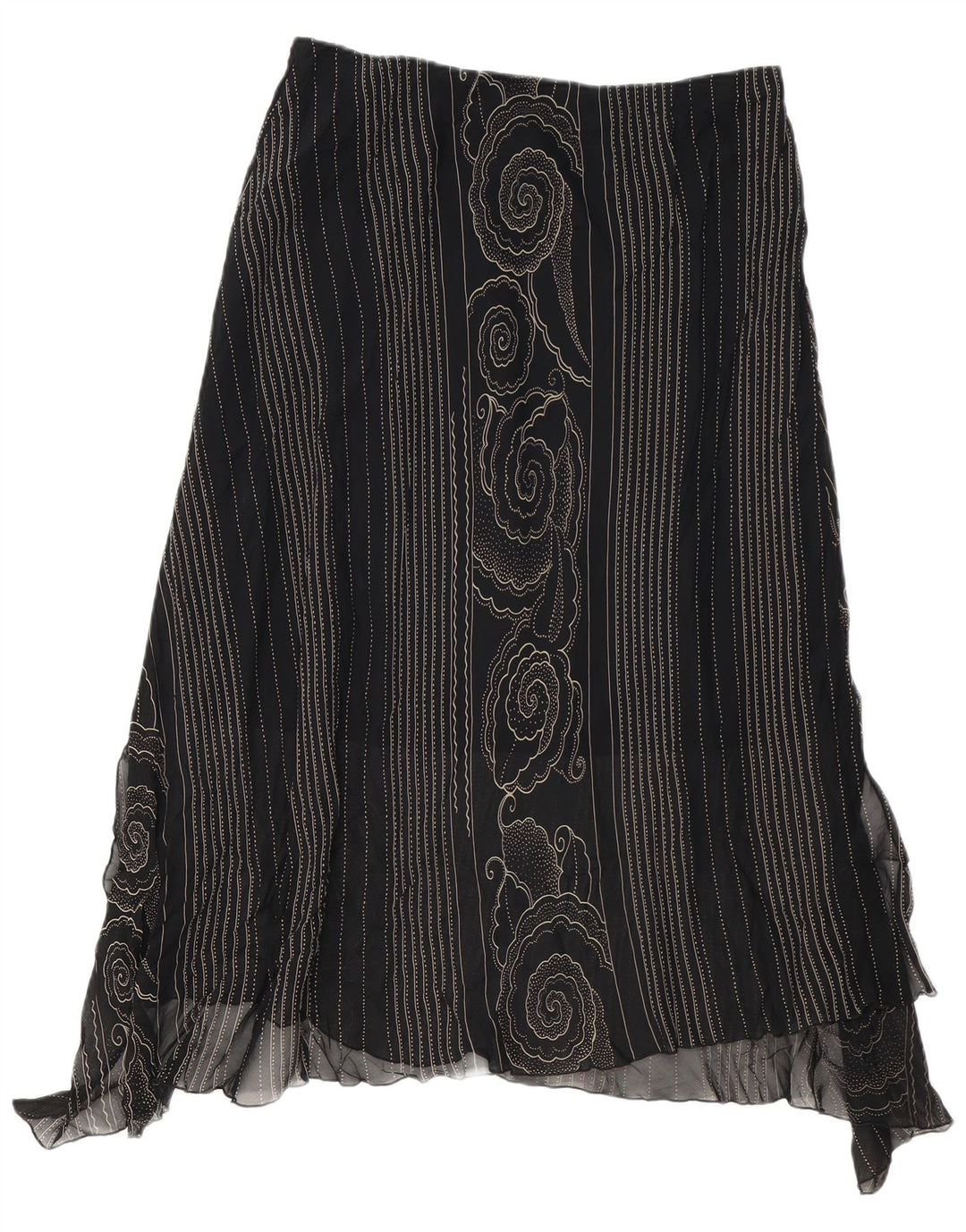 Fusta asimetrică pentru femei VINTAGE W34 Large Black Paisley