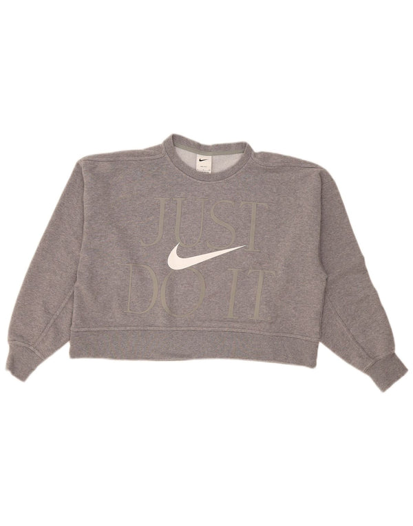 Pulover pentru femei Nike Crop Graphic Oversized Sweat UK 10 Small Gri