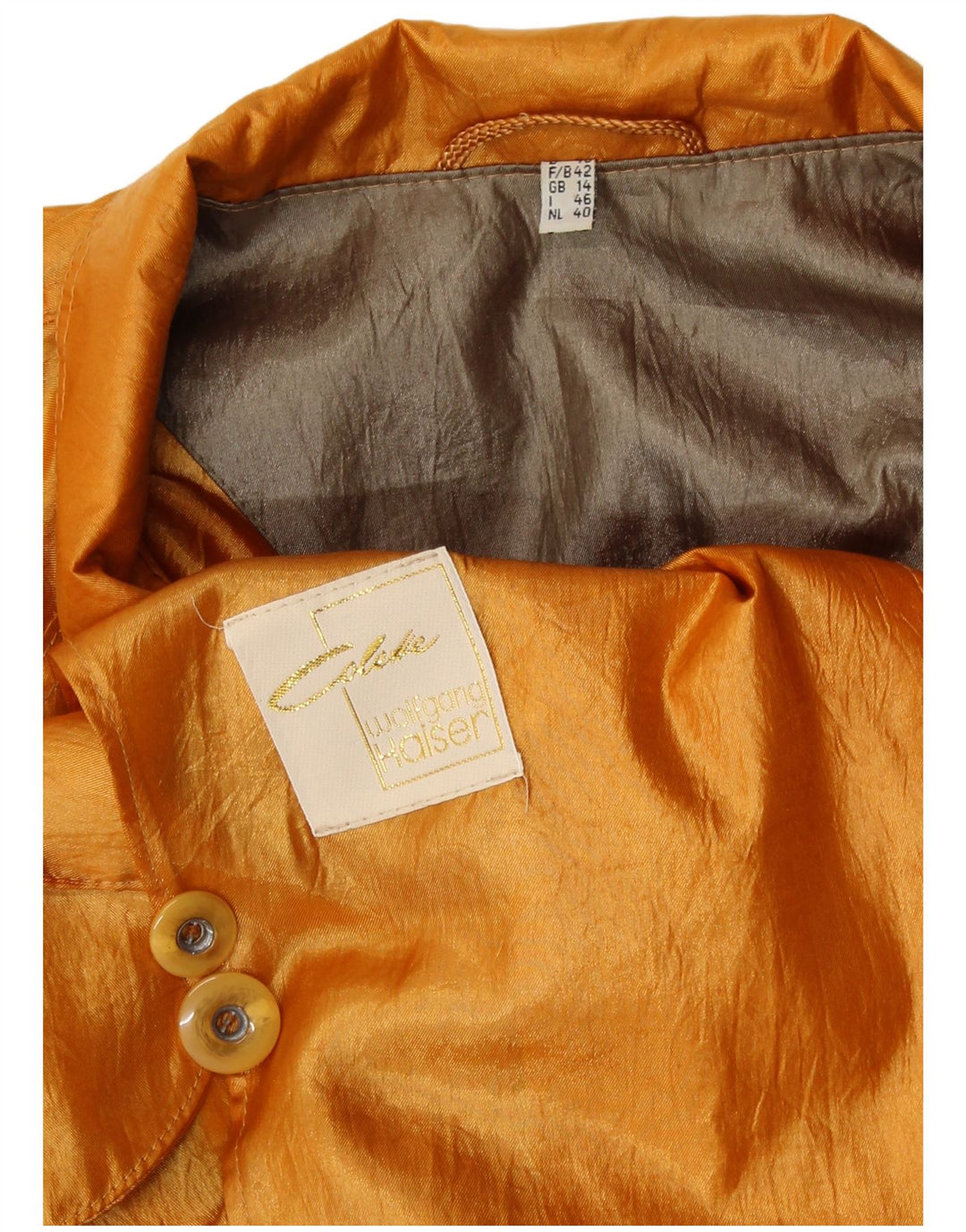 COLETTE WOLFGANG KAISER Palton supradimensionat pentru femei UK 14 Large Gold