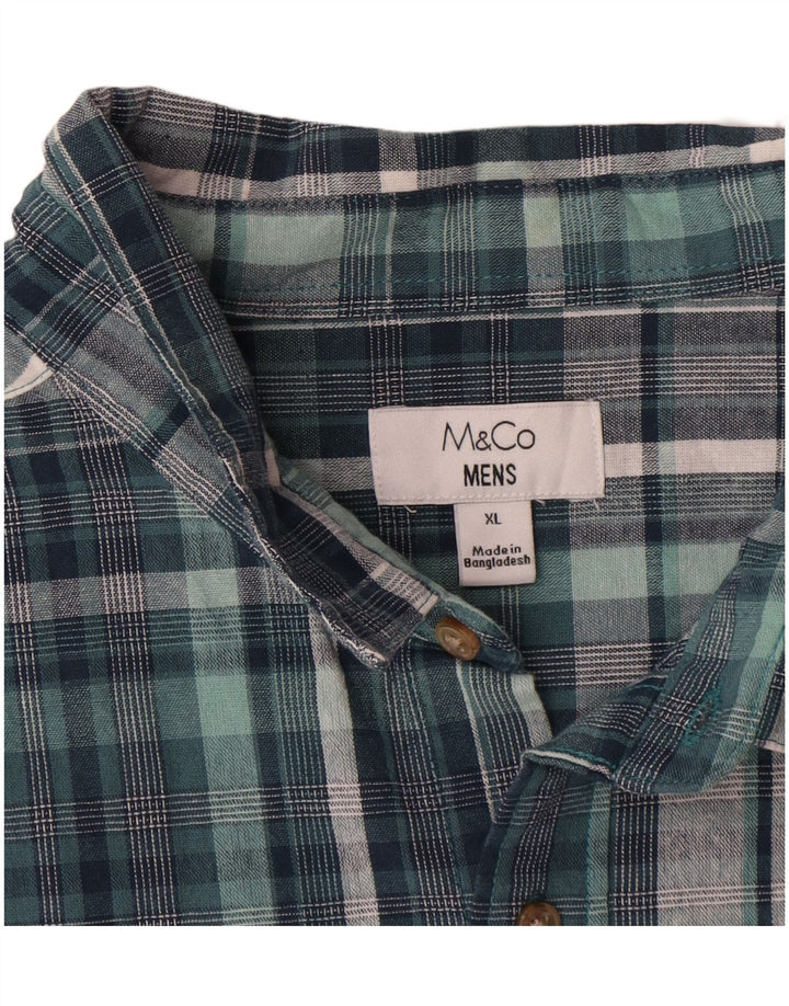 Cămașă cu mânecă scurtă pentru bărbați M&CO, bumbac cu carouri XL, albastru