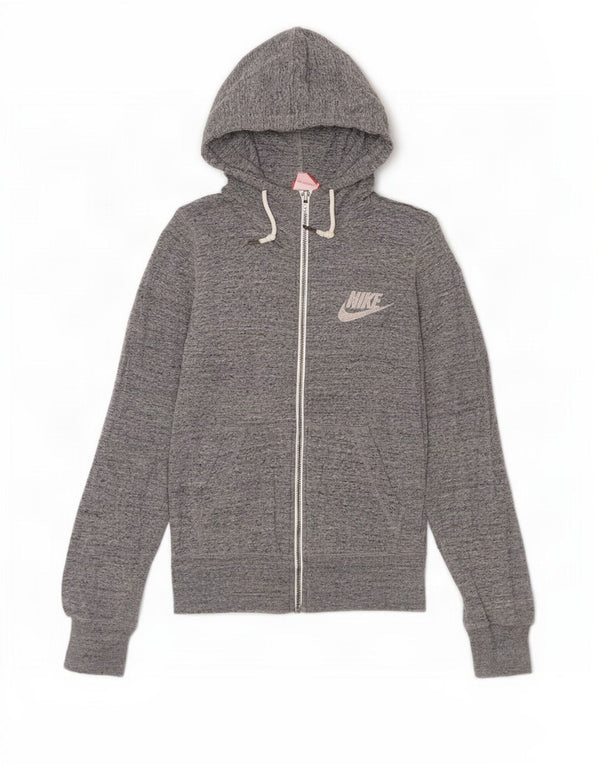 Pulover Nike pentru femei, cu fermoar, cu capota, UK 6 XS, bumbac cu pete gri