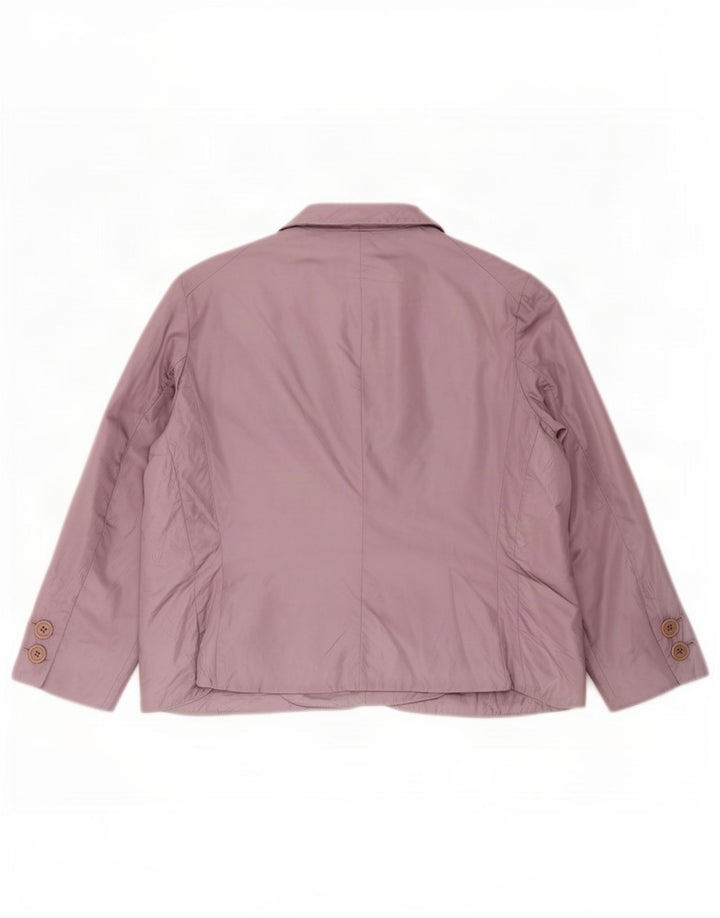 Aspesi Jachetă Blazer Captusă cu 3 Nasturi pentru Femei UK 14 Mare Violet Nylon