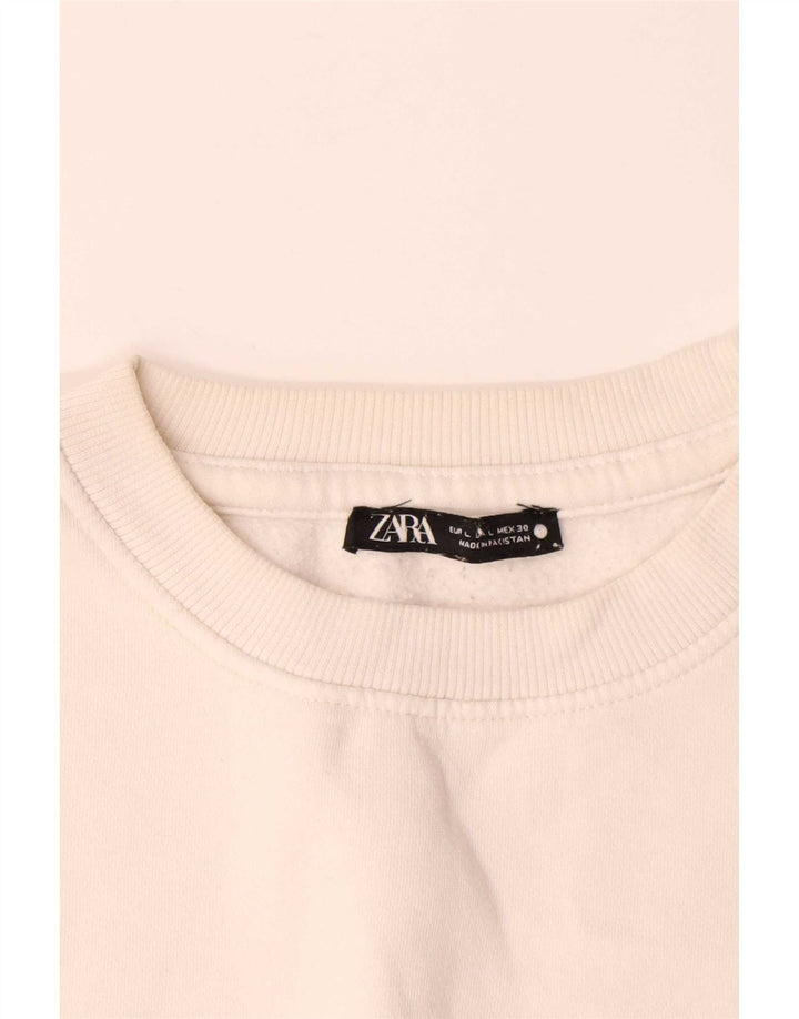 Pulover pentru bărbați Zara, mare, alb, bumbac