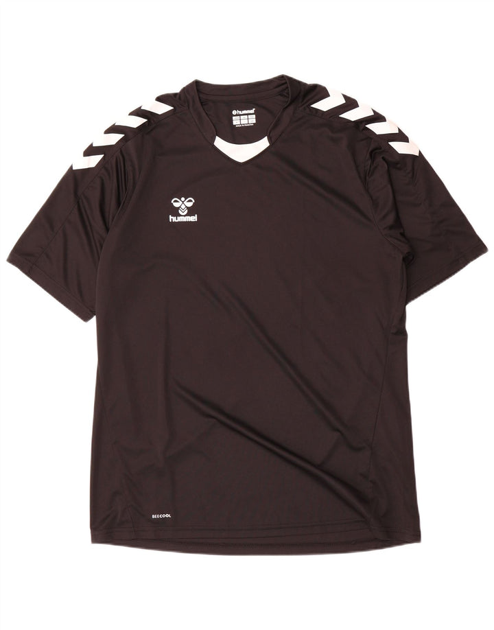 Tricou grafic pentru bărbați Hummel Top mare, negru, poliester color bloc