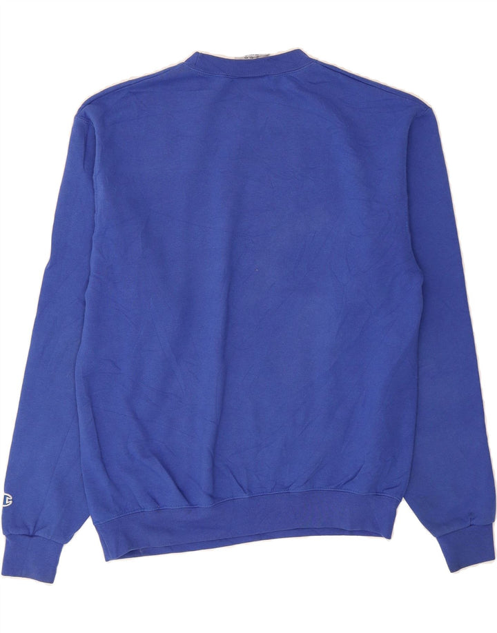 CHAMPION Mens Graphic Sweatshirt Jumper Medium Blue Cotton Vintage Champion and Second-Hand Champion from Messina Hembry 