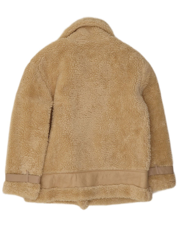 Vintage Womens Sherpa Jacket UK 14 Medium Beige Polyester