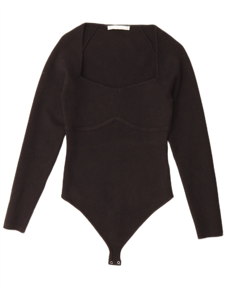 Body cu mânecă lungă pentru femei Abercrombie & Fitch UK 12 Medium Black