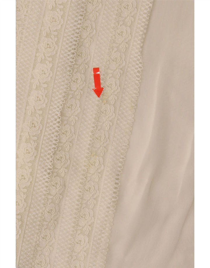 Bluză Vintage fără mâneci pentru femei, bluză transparentă, IT 44 Medium White