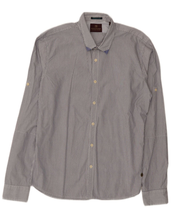 Cămașă pentru bărbați Scotch & Soda, bumbac cu dungi, albastru bleumarin mediu
