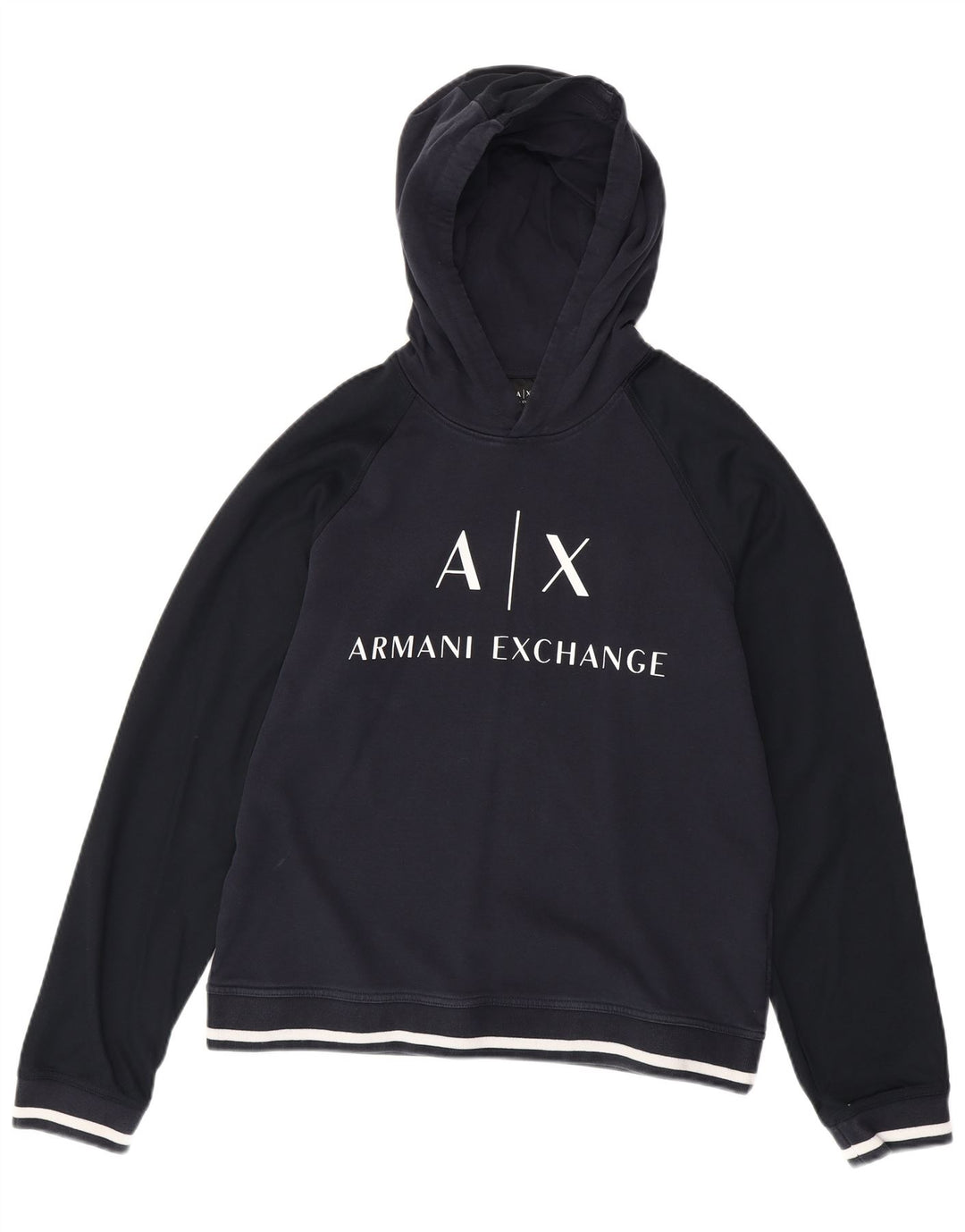 ARMANI EXCHANGE Pulover cu glugă cu grafică pentru bărbați, mare, albastru, bumbac