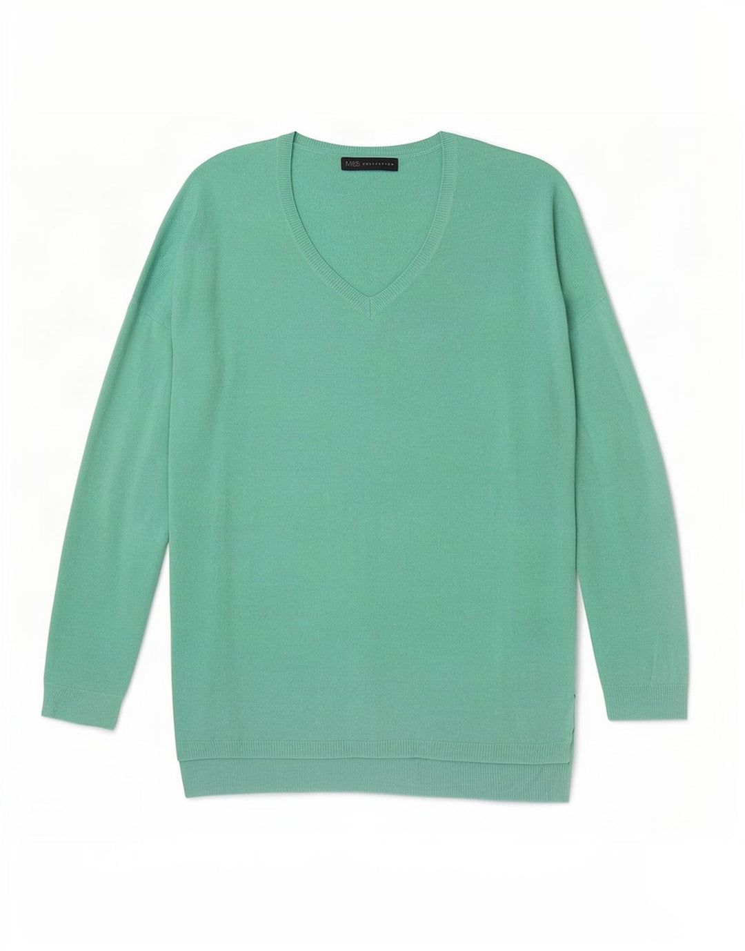 Marks & Spencer Pulover supradimensionat pentru femei cu decolteu în V UK 10 Small Green