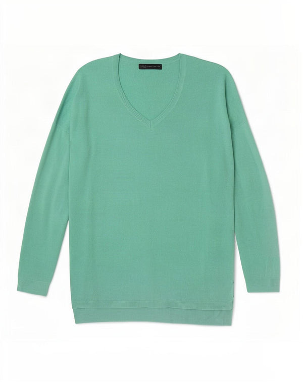 Marks & Spencer Pulover supradimensionat pentru femei cu decolteu în V UK 10 Small Green