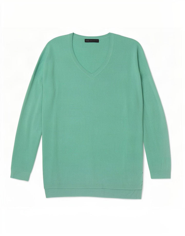 Marks & Spencer Pulover supradimensionat pentru femei cu decolteu în V UK 10 Small Green