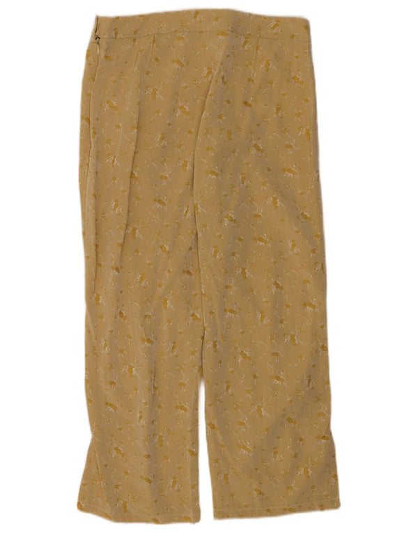 Pantaloni tăiați drepți vintage pentru femei IT 46 Large L30 L24 Galben Floral