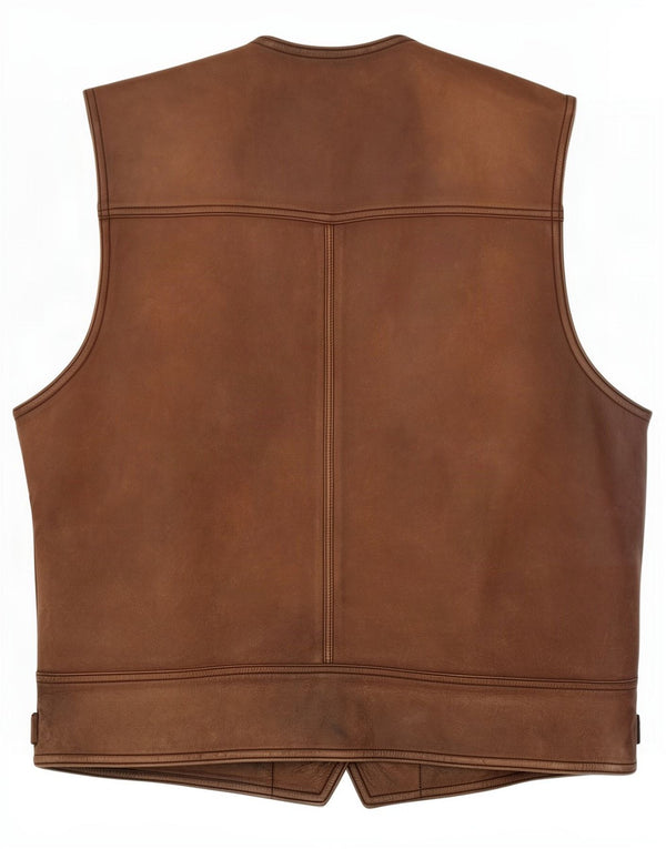 Vestă din piele vintage pentru bărbați 2XL maro