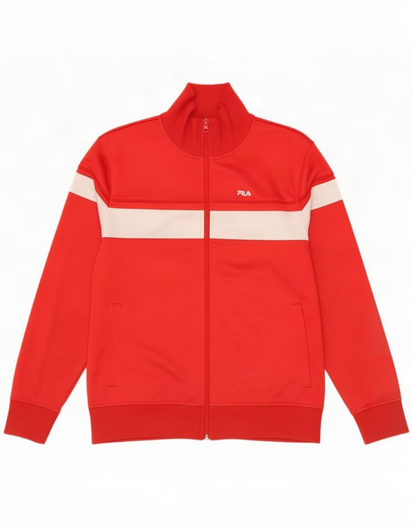 Fila Mens Trening Top Jacket Small Red Colourblock Polyester