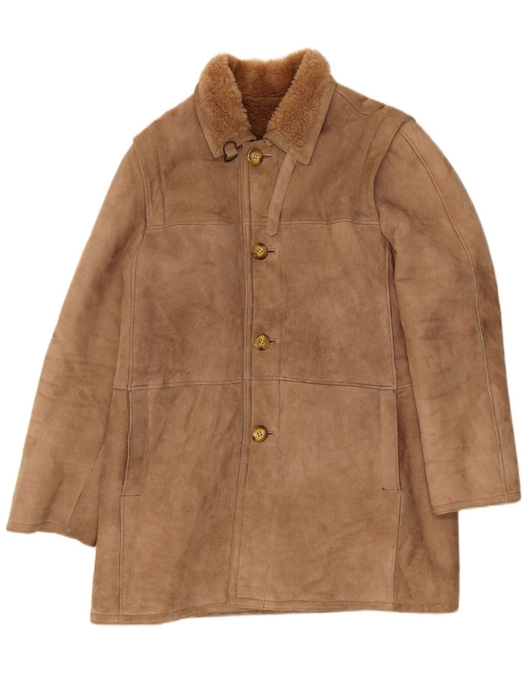 Jachetă vintage pentru bărbați din shearling IT 54 2XL maro