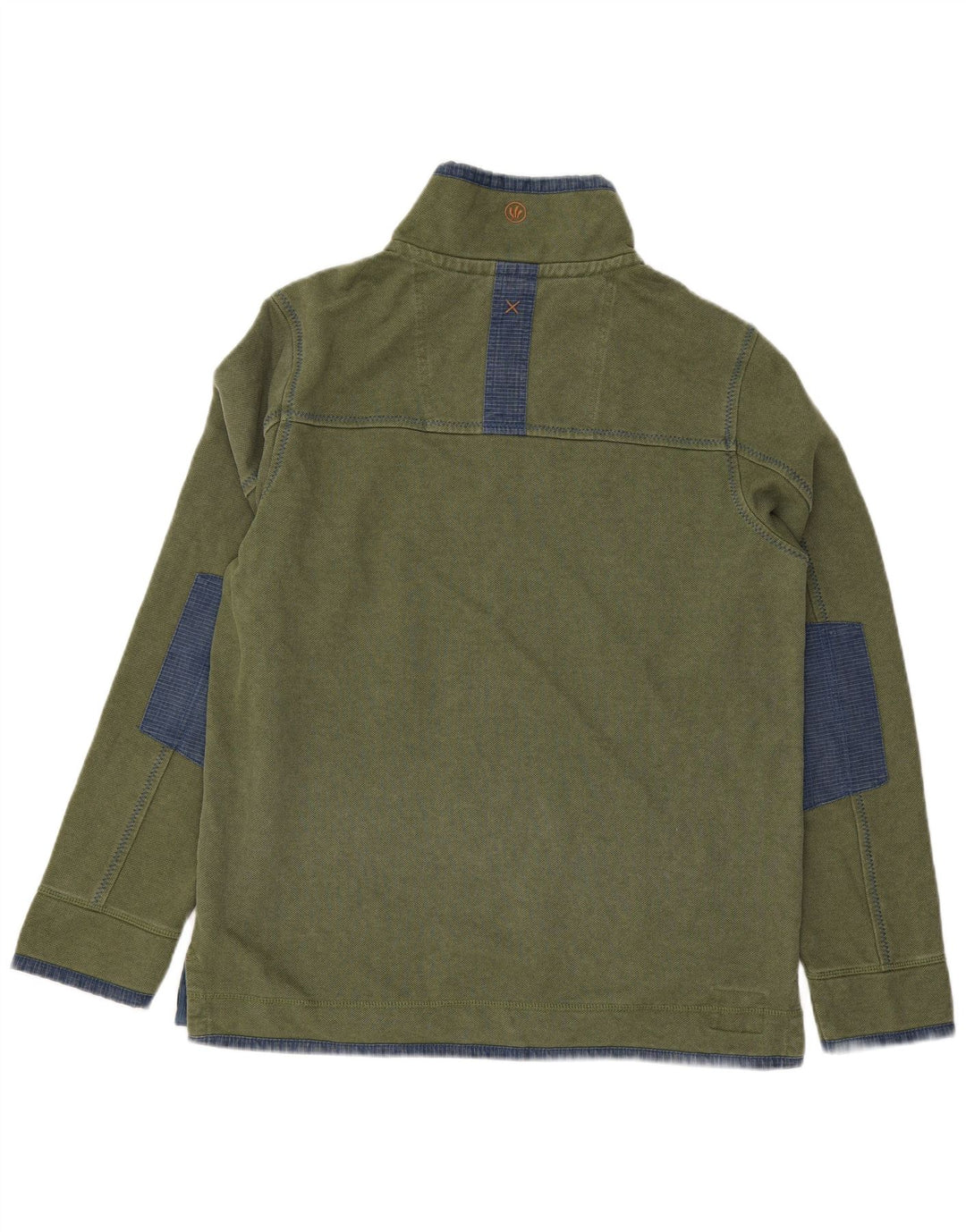 Hanorac pentru bărbați Fat Face, cu fermoar și gât, pulover, verde mediu, bumbac color bloc