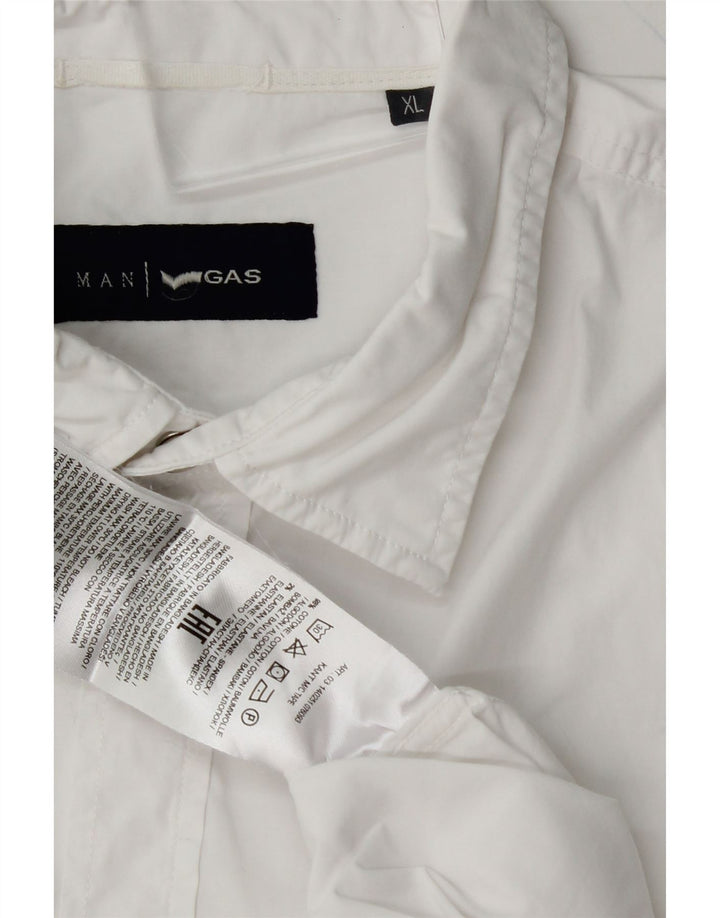 GAS Mens Short Sleeve Shirt XL White Cotton Vintage Gas and Second-Hand Gas from Messina Hembry 