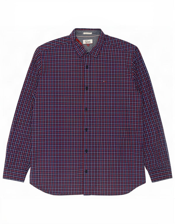 Cămașă pentru bărbați Tommy Hilfiger, cu tăiere obișnuită, XL, bumbac cu carouri bleumarin