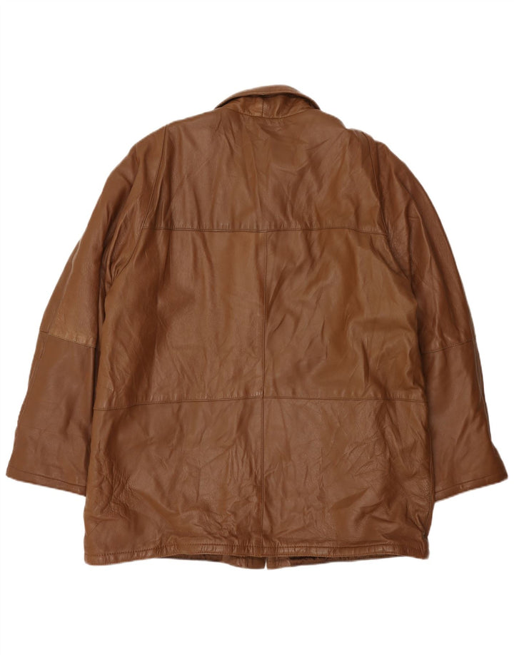 Jachetă din piele vintage pentru bărbați IT 58 4XL din piele maro