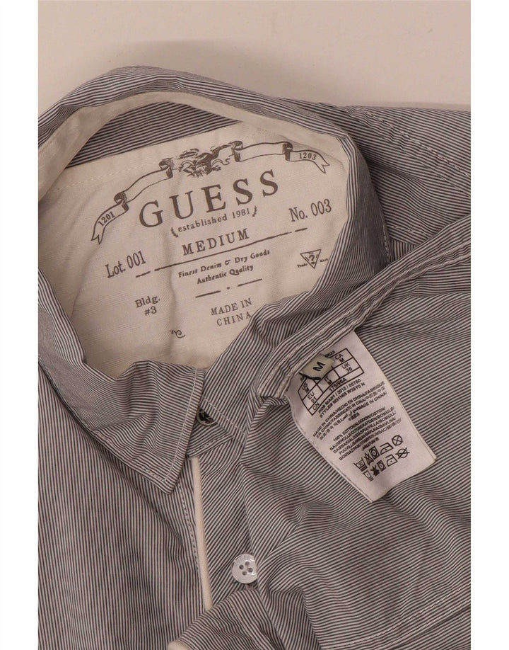 Cămașă Guess pentru bărbați, bumbac cu dungi gri mediu