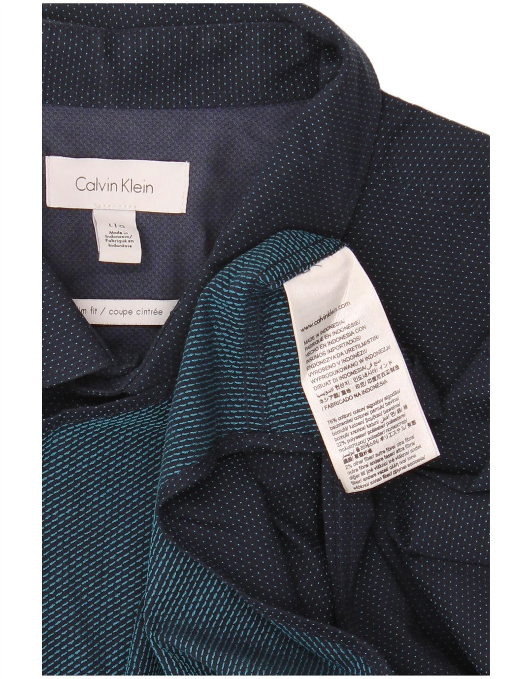 Cămașă pentru bărbați CALVIN KLEIN Slim Fit, mare, albastru, bumbac cu pete