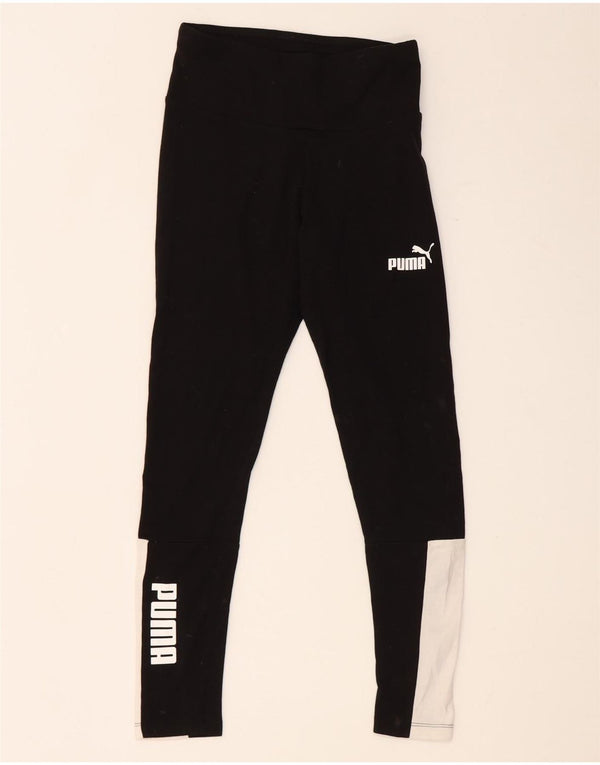 Leggings crop grafic Puma pentru femei UK 4 XS, bumbac color bloc negru