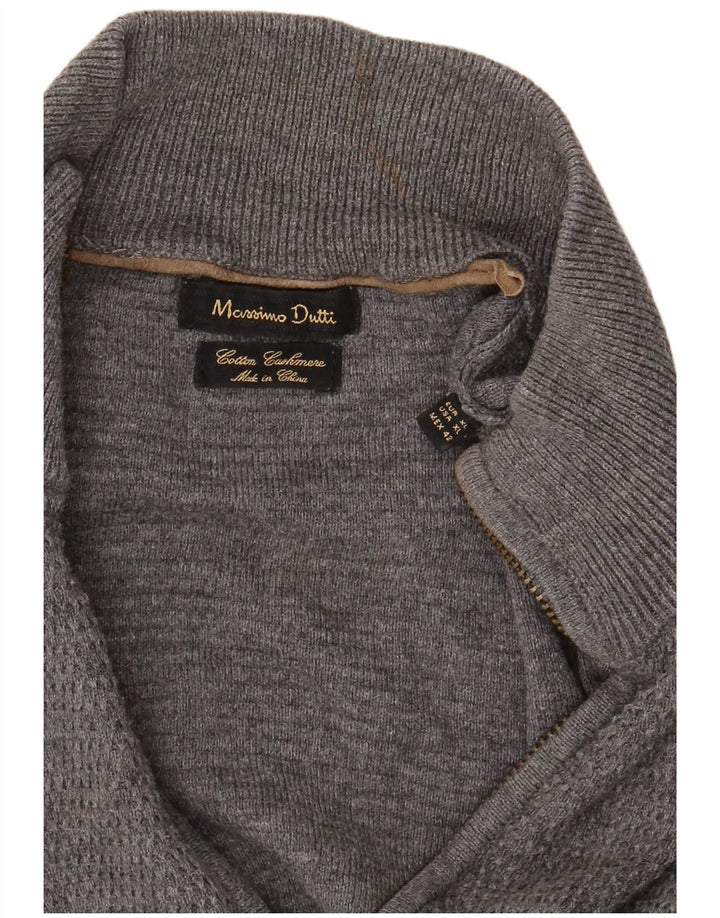Pulover cardigan cu fermoar complet Massimo Dutti pentru bărbați XL gri