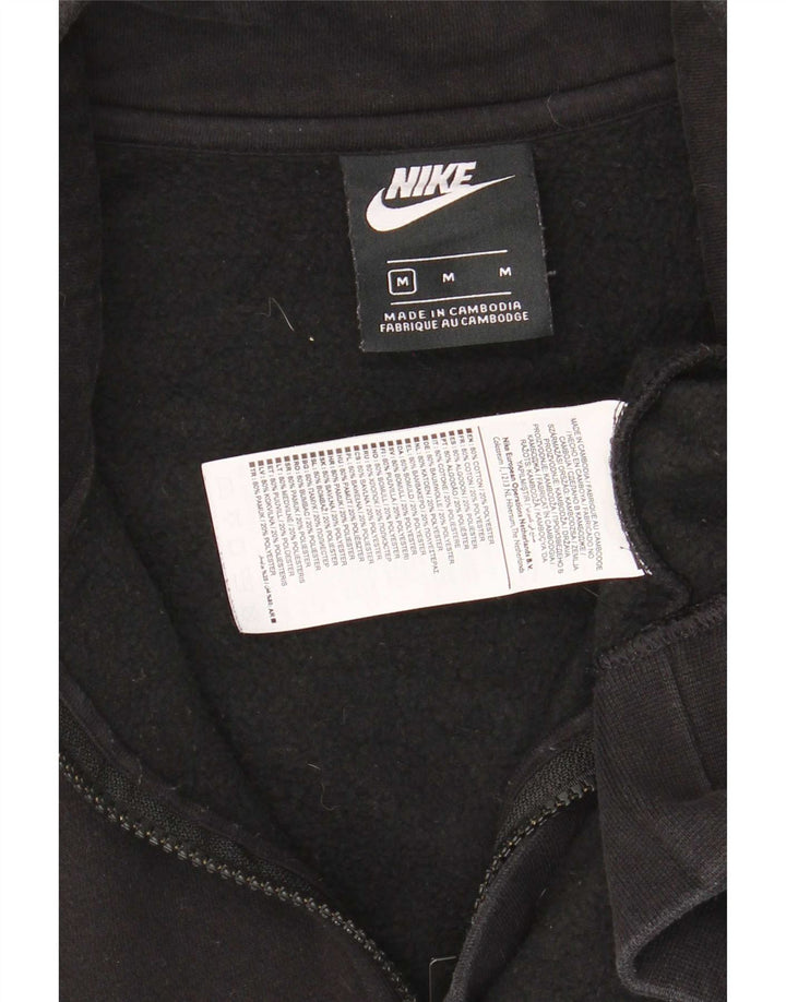 Pulover Nike pentru bărbați, cu fermoar, cu gât, bumbac mediu negru