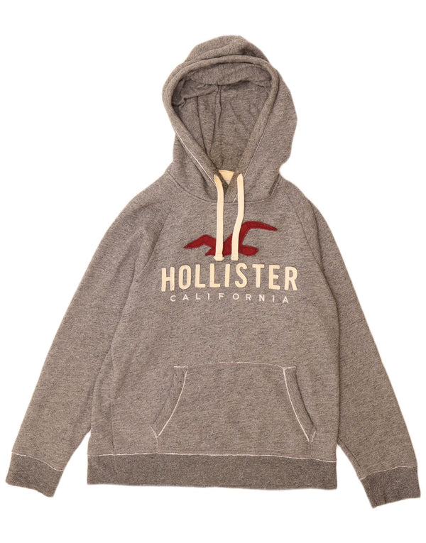 Jumper Hollister pentru bărbați, cu capota, gri mediu, bumbac cu pete
