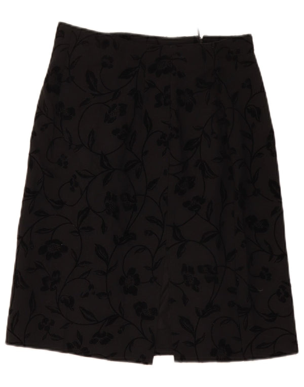Fustă A-Line Vintage pentru femei UK 10 Small W28 Negru Floral Poliester
