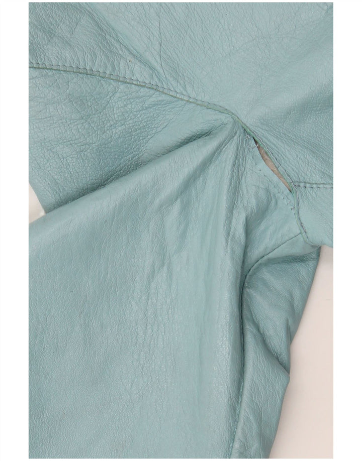 Jachetă Bolero din piele vintage pentru femei cu mâneci 3/4 IT 42 din piele albastră medie