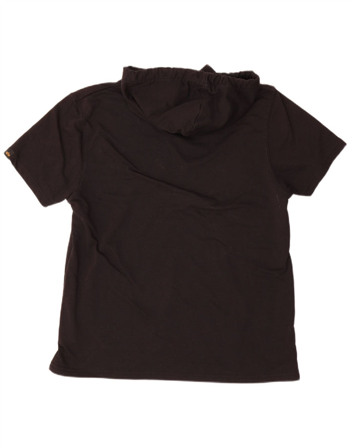 ALPHA INDUSTRIES Hanorac cu mânecă scurtă pentru bărbați, XL, bumbac negru