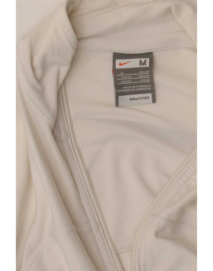 Jachetă de top pentru trening grafic Nike pentru femei Marea Britanie 10/12 Medium, alb, color block