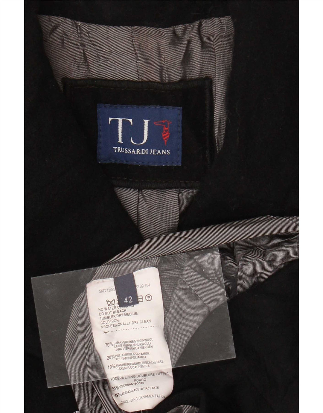 Palton dublu pentru femei Trussardi Jeans IT 42 Lână neagră medie