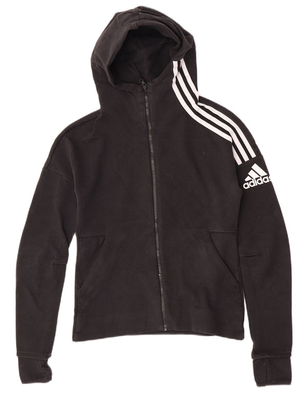 Pulover Adidas pentru femei cu fermoar, UK 8/10, bumbac negru mic