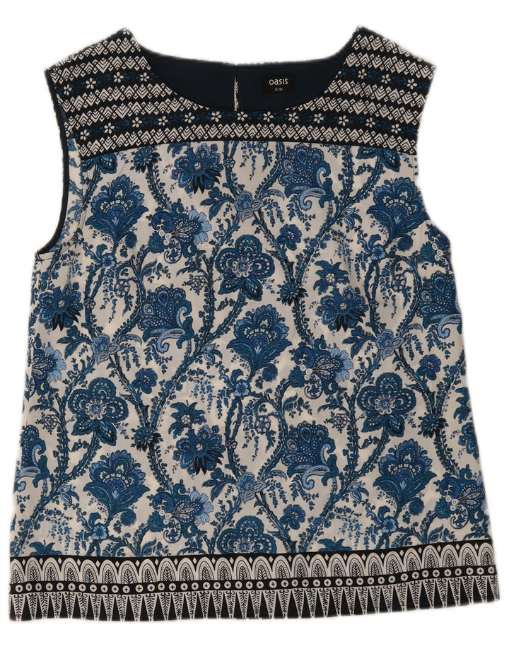 Bluză fără mâneci pentru femei Oasis UK 12 Medium Blue Floral Poliester