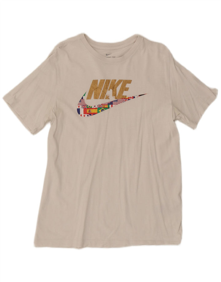 Tricou grafic Nike pentru bărbați Top mediu din bumbac alb