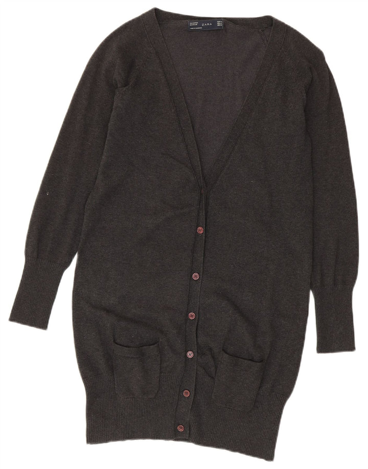 Pulover cardigan pentru femei Zara UK 12, bumbac gri mediu