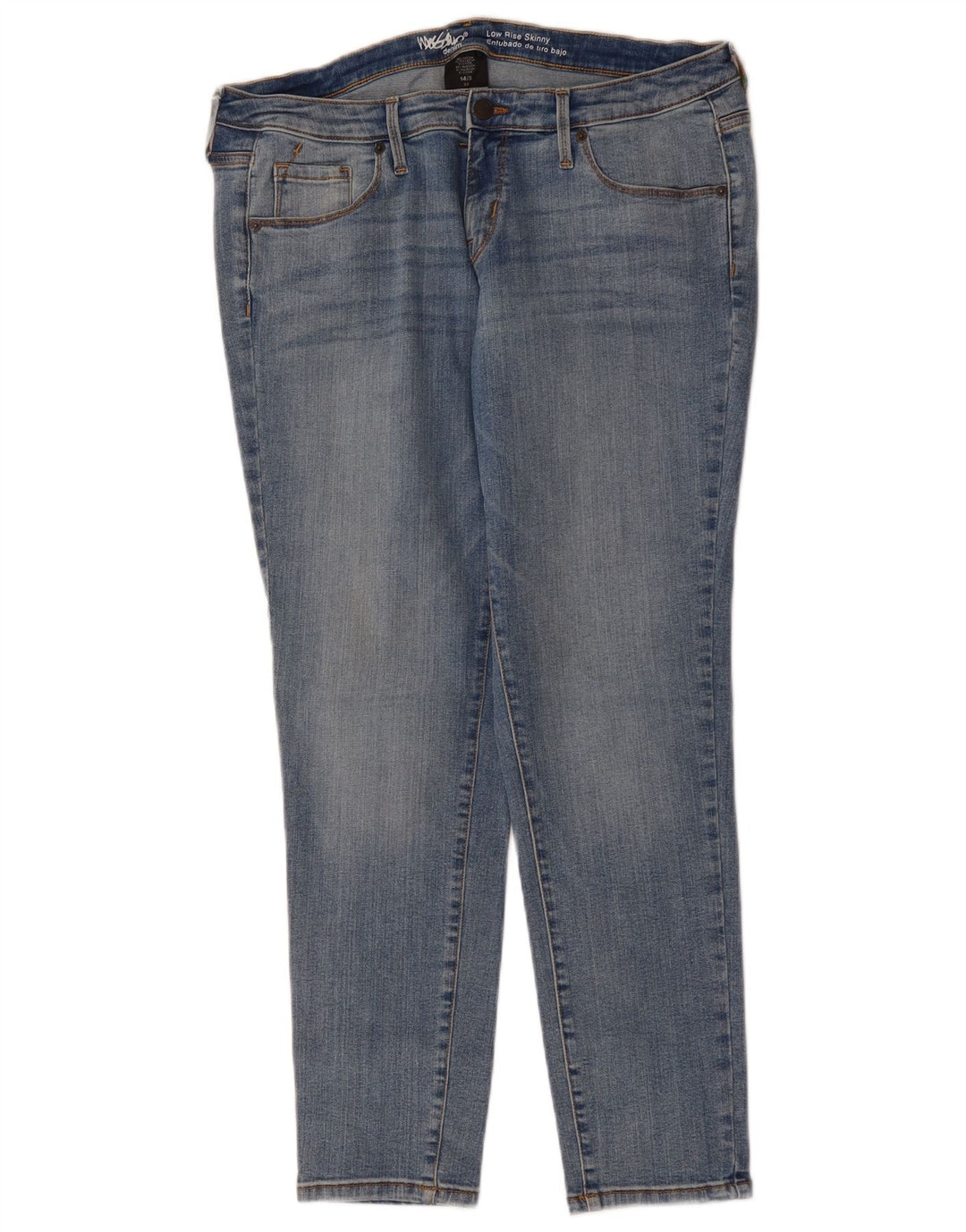 MOSSIMO Blugi skinny pentru femei cu talie joasă US 14 Large W34 L28 Blue Bumbac