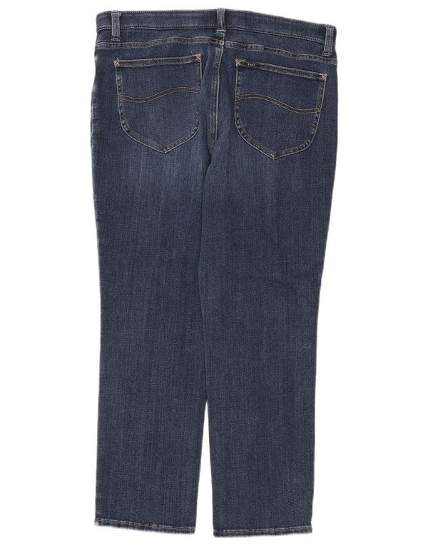 Blugi drepti Lee pentru femei cu talie medie slim fit US 14 XL W36 L26 albastru bumbac