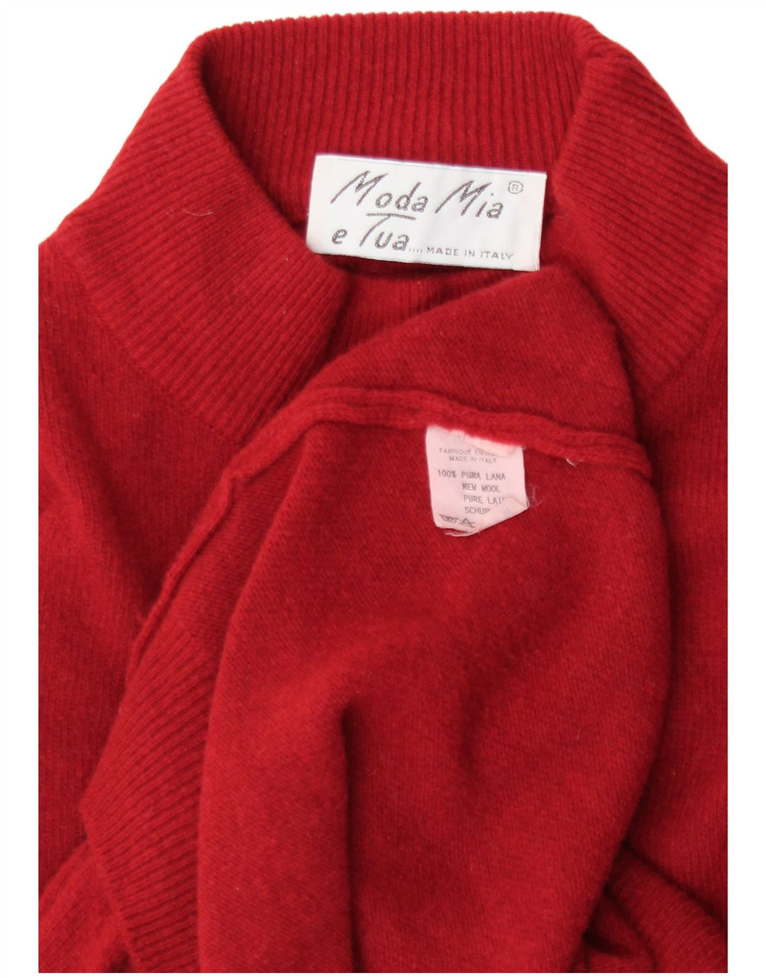 Pulover vintage cu gât țestoasă pentru femei UK 18 XL Lână nouă roșie