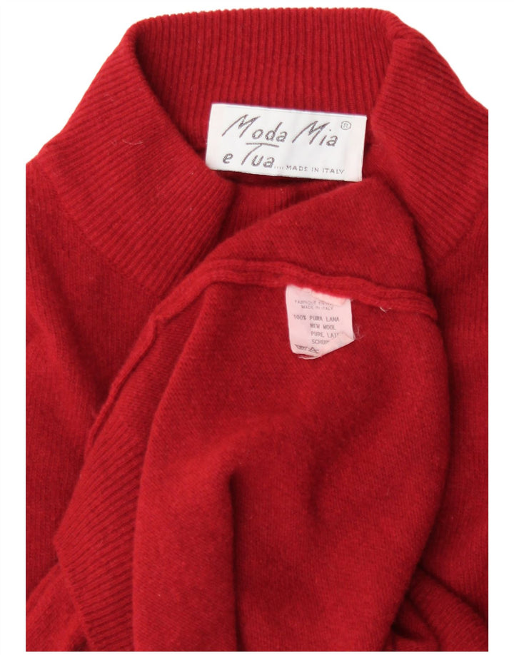 Pulover vintage cu gât țestoasă pentru femei UK 18 XL Lână nouă roșie