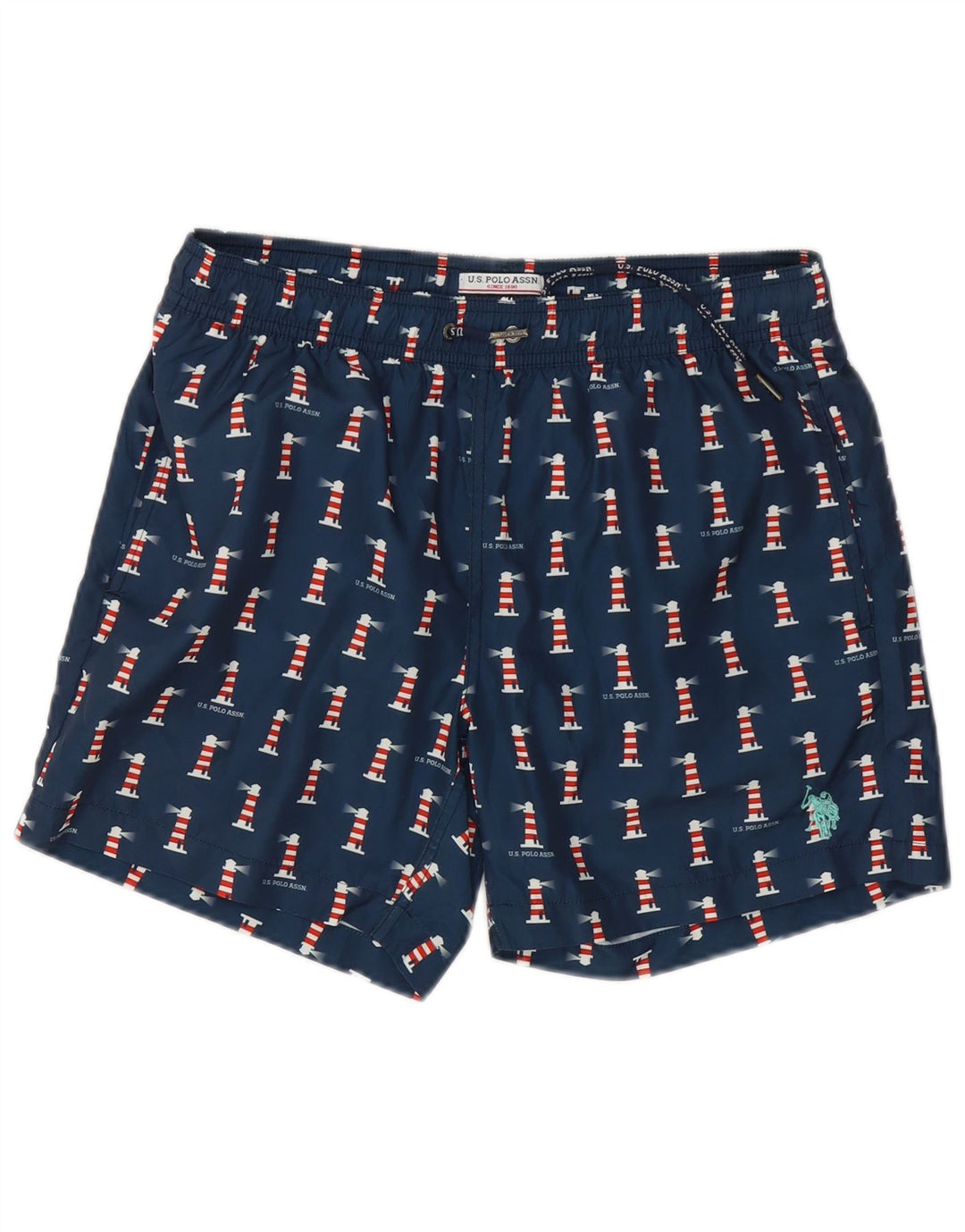 U.S. POLO ASSN. Pantaloni scurți de înot pentru bărbați, medii, albastru marin pete
