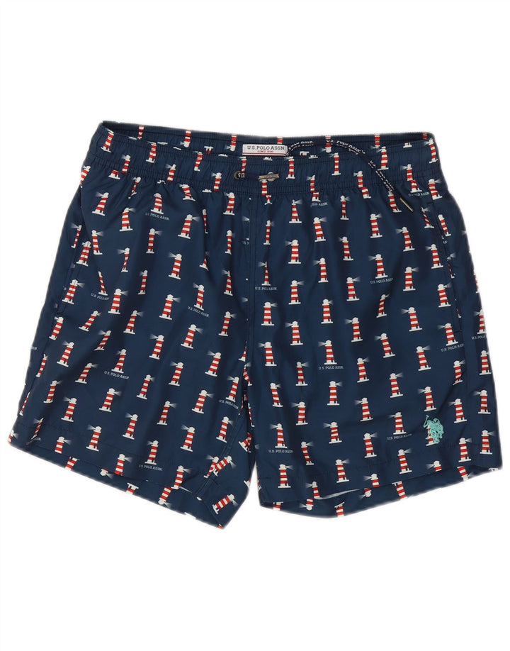 U.S. POLO ASSN. Pantaloni scurți de înot pentru bărbați, medii, albastru marin pete