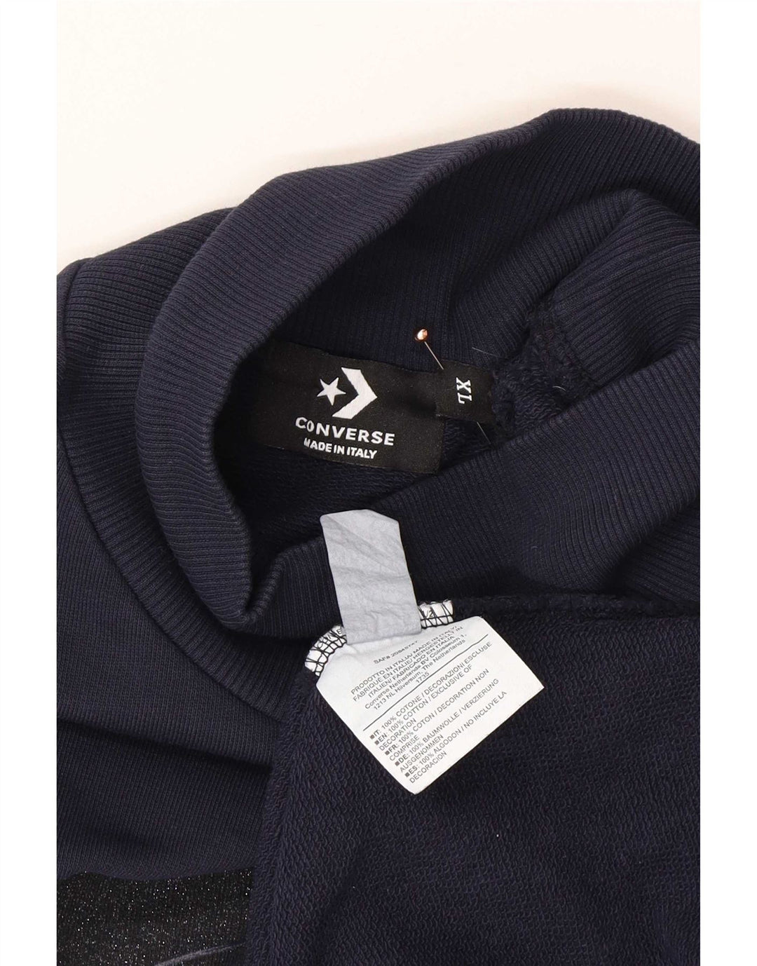 Top grafic pentru bărbați Converse cu mânecă lungă XL, bumbac bleumarin