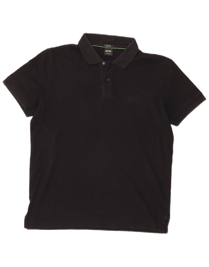 Cămașă polo Hugo Boss pentru bărbați, cu formă regulată, negru mediu