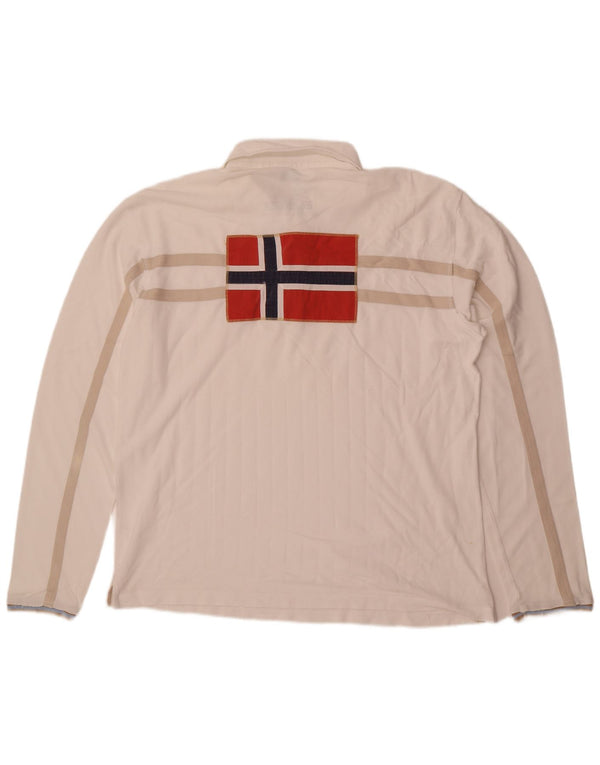 Tricou polo cu mânecă lungă Napapijri pentru bărbați, bumbac alb 3XL