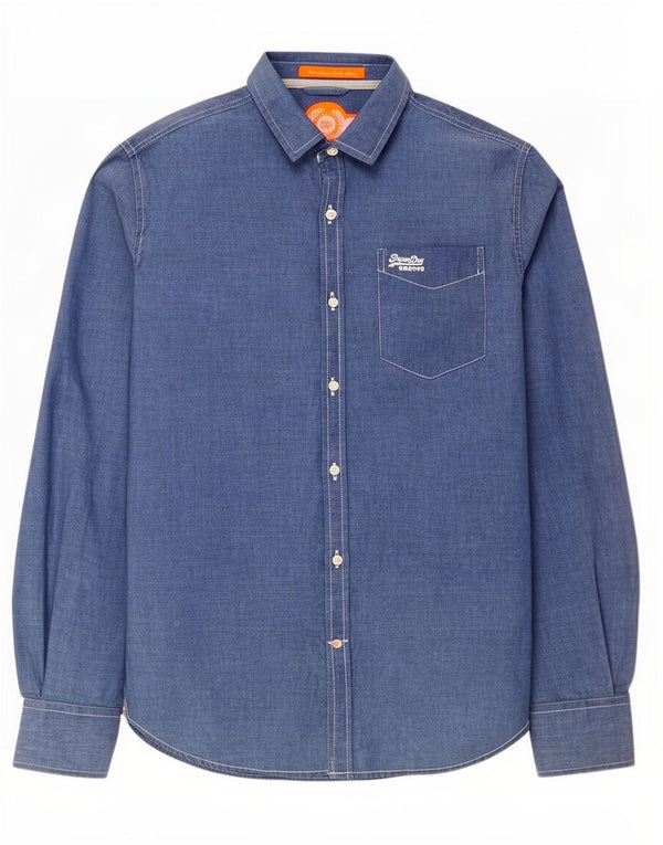 Cămașă pentru bărbați Superdry, mare, albastru, bumbac